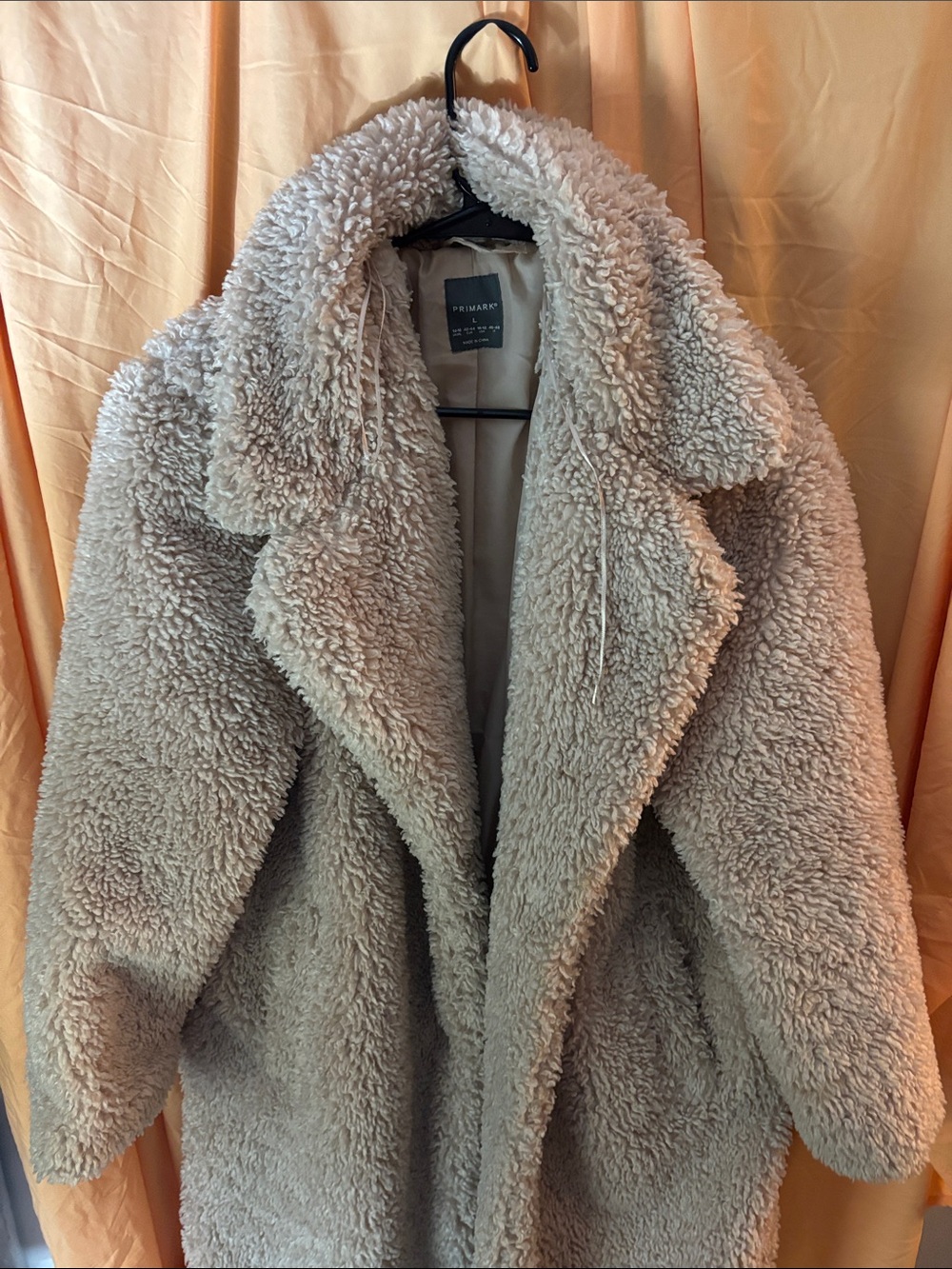 Primark Beige Teddy Faux-Shearling Oversized Coat